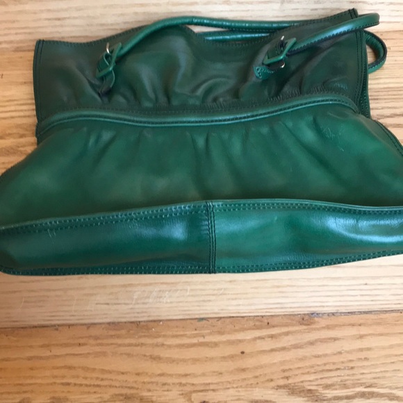 Vintage green leather handbag - Picture 3 of 14